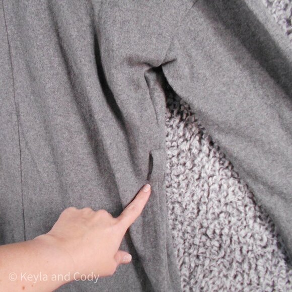 GOLDIE London Wool Open Front Cardigan Falling Out Grey Women's One Long Sleeve - Picture 6 of 14